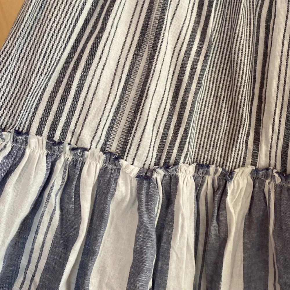 J. Crew Chambray Cover Up Tiered Dress in Blue Striped Chambray size S - Picture 7 of 8